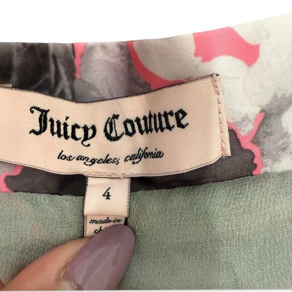 Juicy Couture Pink Gray White Floral Layered Mini Bubble Tulle Skirt Size 4 - Picture 5 of 10